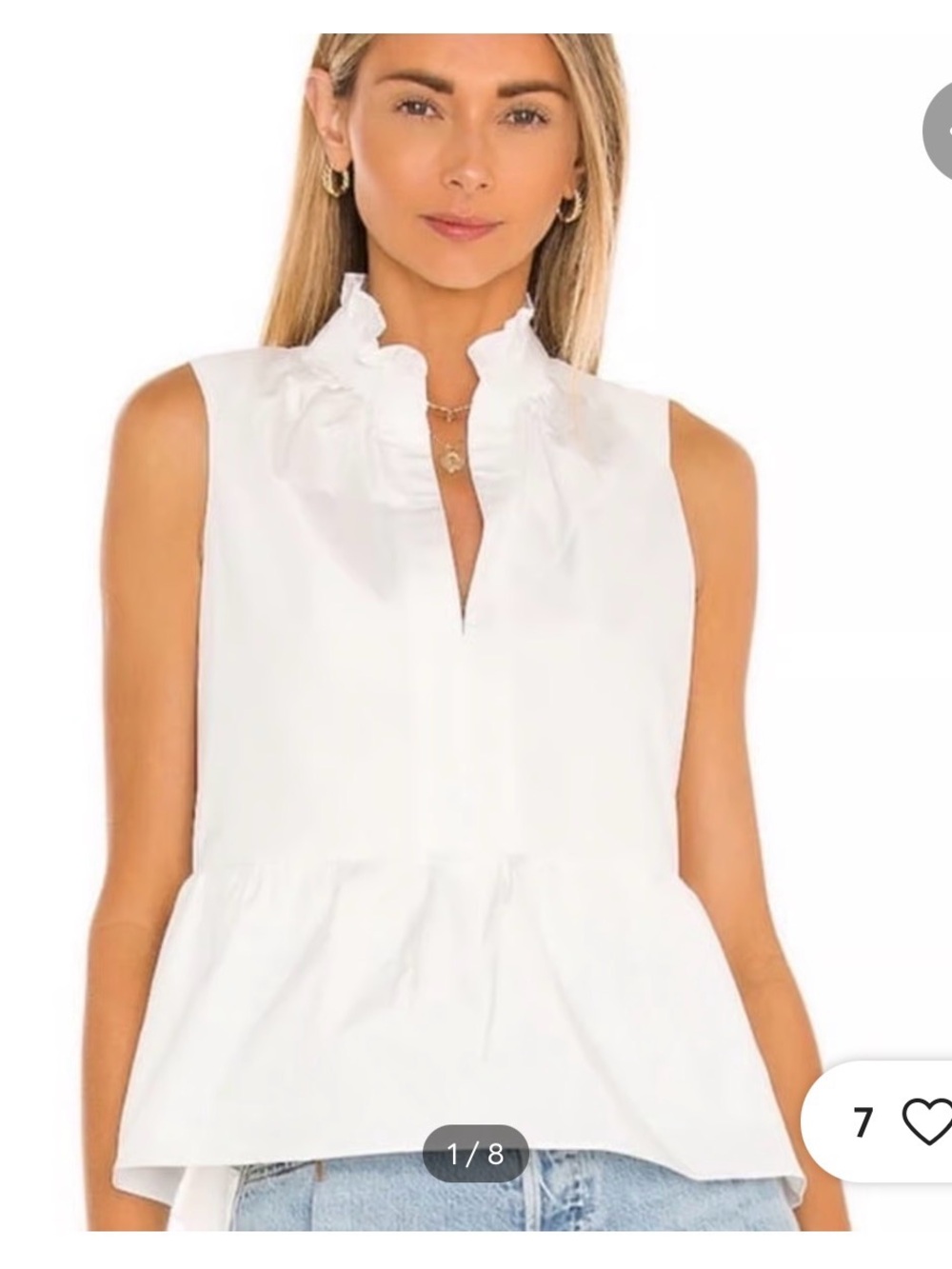 Amanda Uprichard Ruffle Neck Peplum Top - White